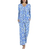 Aodemo Women's Fall Pajama Sets, 2 Piece Lounge Sleep Set Ladies Pjs Set Long Sleeve Long Pant Outfits with Pockets