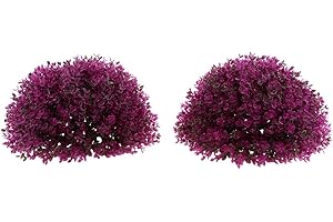 Raincol Fityle Artificial Topiary Trees Ball Shaped Indoor/Outdoor Faux Plants Ball Decorations - Purple 34cm