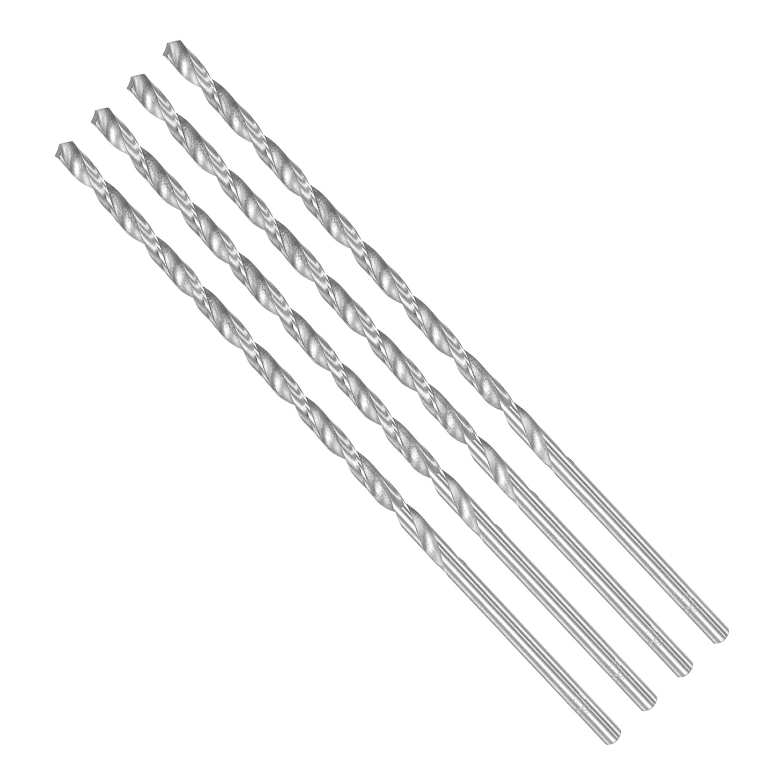 CoCud Twist Drill Bits, 5.2mm Cutting Diameter 0.2" Shank 200mm Length, High-Speed Steel Extra Long Jobber Bit Set (Applications: for Metal Wood Plastic), 4-Pieces