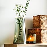 FUNSOBA Green Glass Flower Vase with Gold Mouth for Centerpieces Home Wedding Decoration (1, Small)