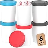 StarPack Portion Control Mini Ice Cream Containers for Homemade Ice Cream - Set of 6 Ice Cream Storage Containers with Silico