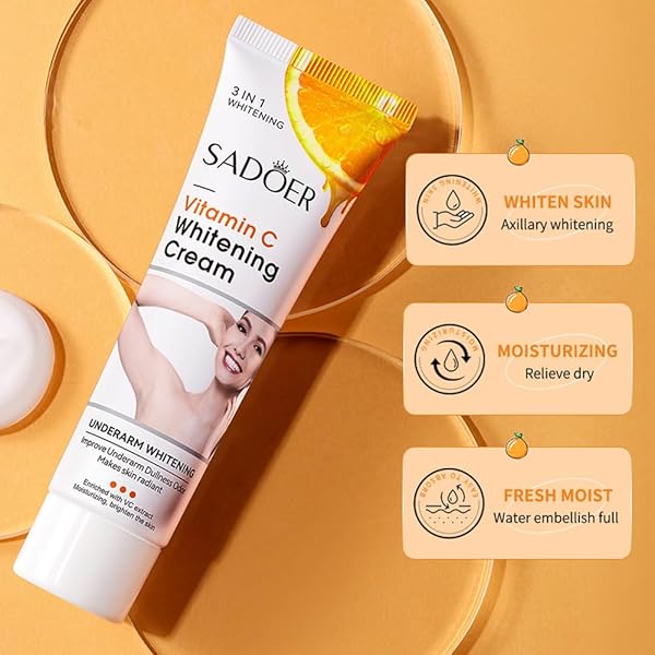SKIN WHITENING CREAM FOR BODY,LIGHTENING CREAM FOR INTIMATE AREAS AND BLEACHING,VITAMIN C DARK SPOT REMOVER CORRECTOR FOR NECK,ARMPIT,UNDERARM,ELBOW,INNER THIGH AND KNEES,BIKINI,1.76OZ