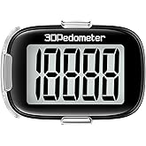 Pedometer Walking 3D Step Counter with Clip & Lanyard, Simple Activity Tracker Without Smartphone for Women, Men & Seniors-Core Black
