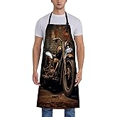 Turamurra Vintage Motorcycle Apron for Women, 28x33in, Kitchen Chef Aprons with 2 Pockets, Polyester, Rider Apron for Cooking BBQ Baking Gardening Chef, Gifts for Mom Wife Dad