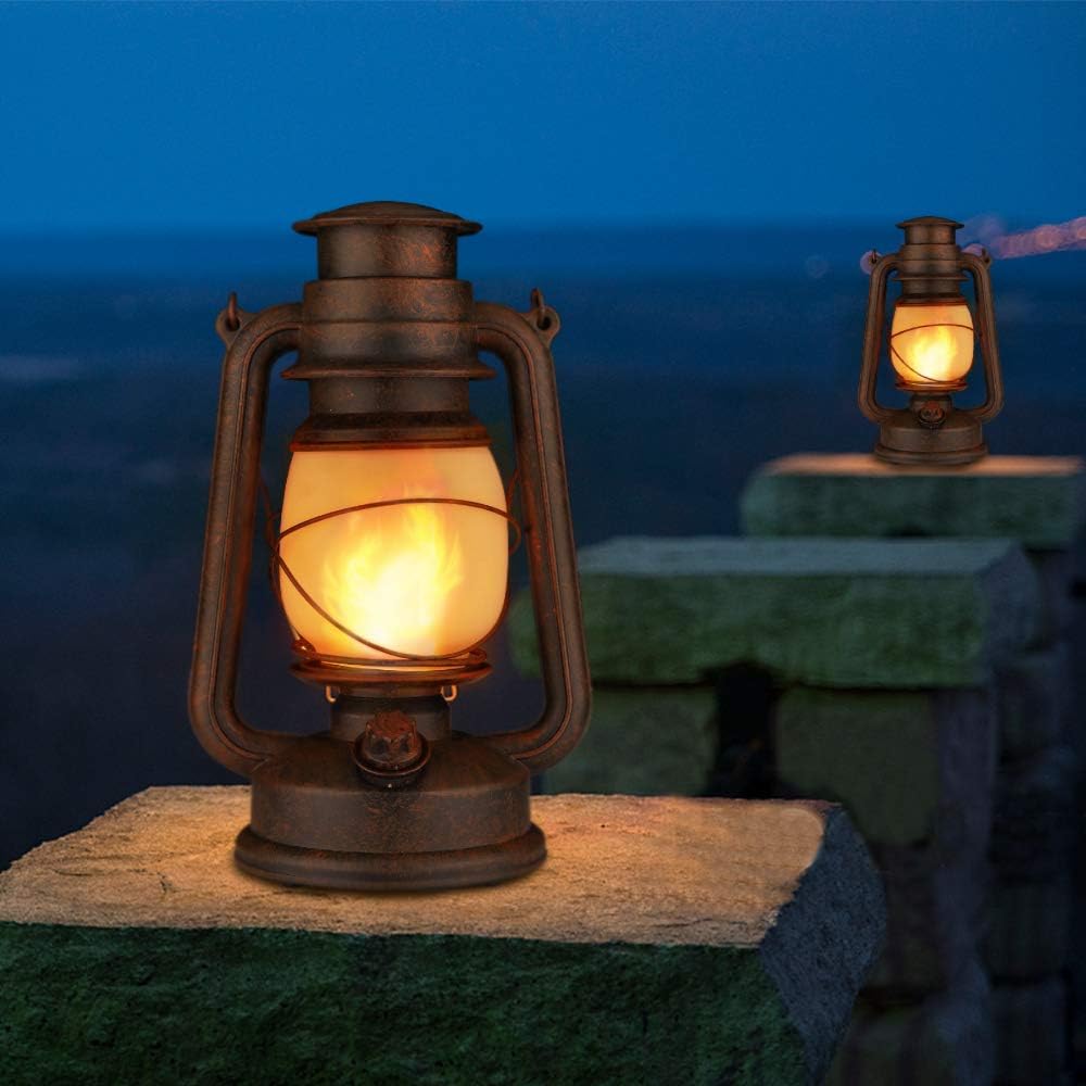 Yinuo Candle Flame Light Vintage Lantern, Flickering Camping Lantern Tent Light with Two Models LED Night Lights Decor for Patio Garden Party Outdoor or Indoor with Remote Control Battery Operated: Sports & Outdoors