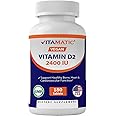 Vitamatic Vitamin D2 60 mcg (2400 IU) - Ergocalciferol - 180 Vegetarian Tablets (180 Tablets (Pack of 1)) (1 Bottle)