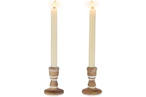 Inweder Wooden Taper Candle Holders: Wood Candlestick Holders Rustic Farmhouse Fall Decor for Living Room Dinning Table Centerpiece Christmas Set of 2