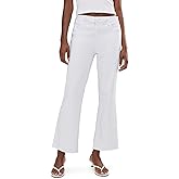 KUT from the Kloth Kelsey High-Rise Ankle Flare with Raw Hem in Optic White