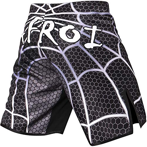 LAFROI Mens MMA Cross Training Boxing Shorts Trunks Fight Wear with Drawstring and Pocket-QJK01 (LA NoWhere2Run, Small)