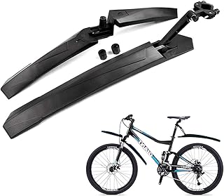 WeyTy Fahrrad Spritzschutzset, Einstellbarer Mountainbike Schutzblech aus umweltfreundlichem Kunststoff, Vorne &amp; Hinten Kotflügel für MTB, Citybike, Trekkingrad und Kinderfahrrad Schwarz
