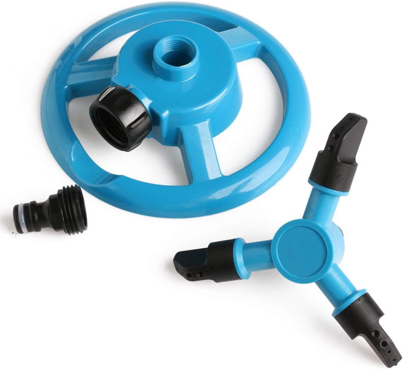 TIHOOD Garden Sprinkler, 360° Automatic Rotating Portable Lawn Sprinkler, Adjustable Gardening Supplies 3 Arm Nozzle Watering System- Water Up to 3, 600 Sq. Ft. Coverage (Blue) : Garden & Outdoor