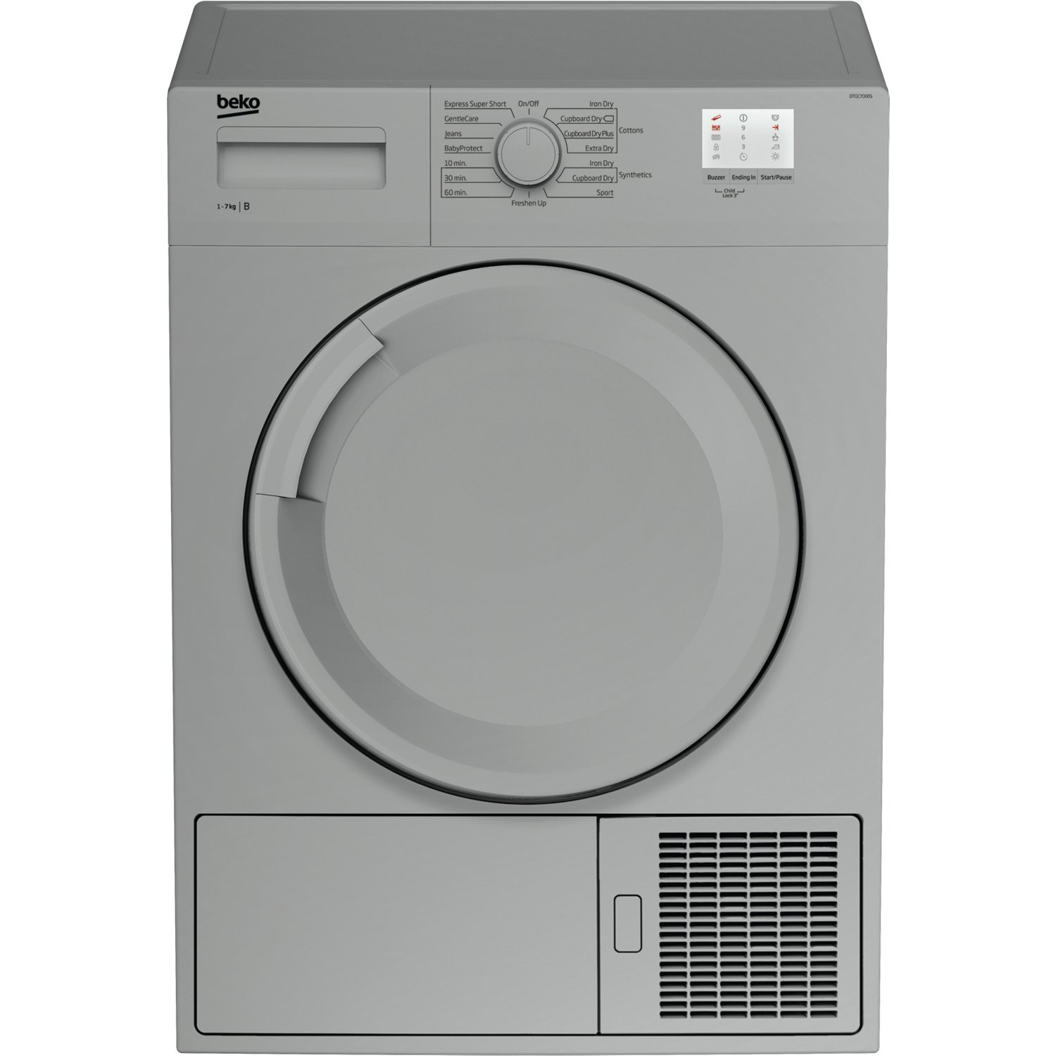 Silver Beko DTGC7000S 7kg Freestanding Condenser Tumble Dryer Dryers co