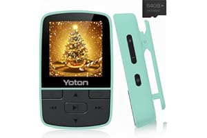 Yoton MP3 Player with Bluetooth 5.2, 64GB, HiFi-Music, with Sports Clip and Independent Volume Button, FM Radio, Earphones Included (Green)
