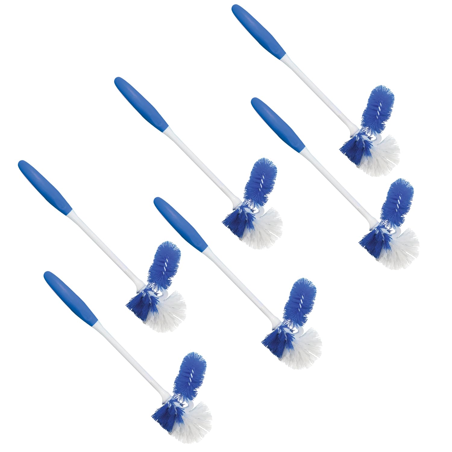 LOLA Classic Toilet Brush w/Under-The-Rim Scrubber, 6 Pack, Deep Cleans The Entire Toilet Bowl, Non-Slip Handle w/Rubber Comfort Grip