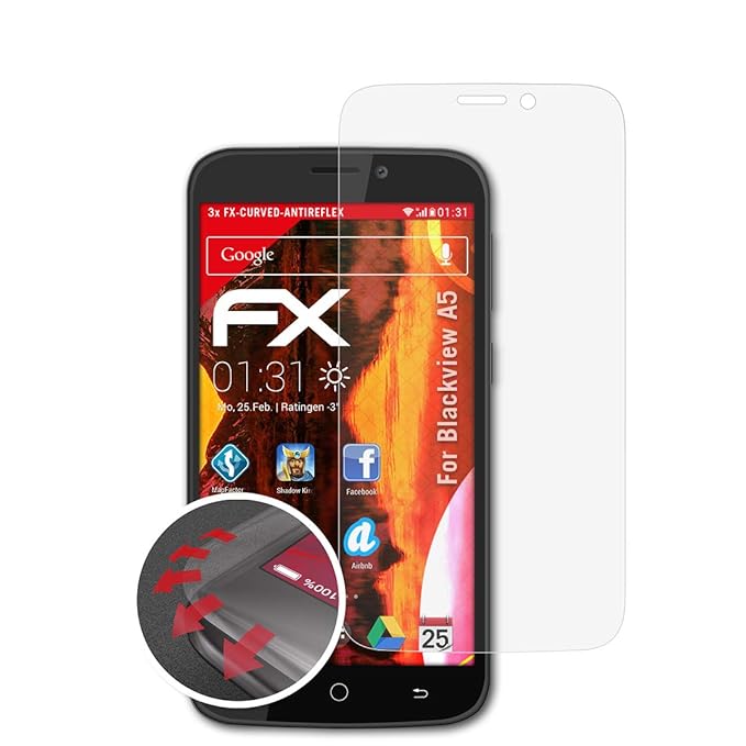 atFolix Schutzfolie passend für Blackview A5 Folie, entspiegelnde und Flexible FX Displayschutzfolie (3X)