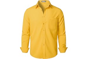ZEROYAA Men's Regular Fit Dress Shirt Solid Wrinkle-Free Long Sleeve Casual Business Button Up Shirts with Pocket