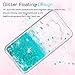 LeYi Compatible for Samsung Galaxy J7 (2015) Case with Screen Protector [2 Pack] for Girls Women, Glitter Shiny Moving Quicksand Liquid Clear TPU Phone Case for Galaxy J7 J700 2015 Turquoise