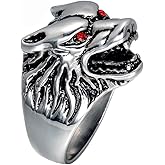 HIJONES Men's Jewelry 316l Stainless Steel Wolf Head Skull Ring