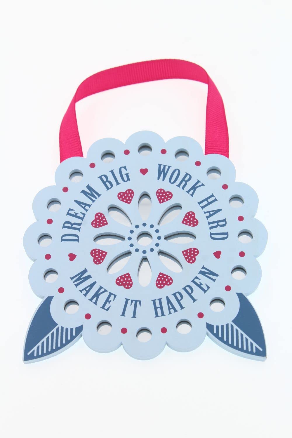 Dream Big Reflective Words Hanging Plaque with Ribbon Wooden Hanger Gift 00200040026