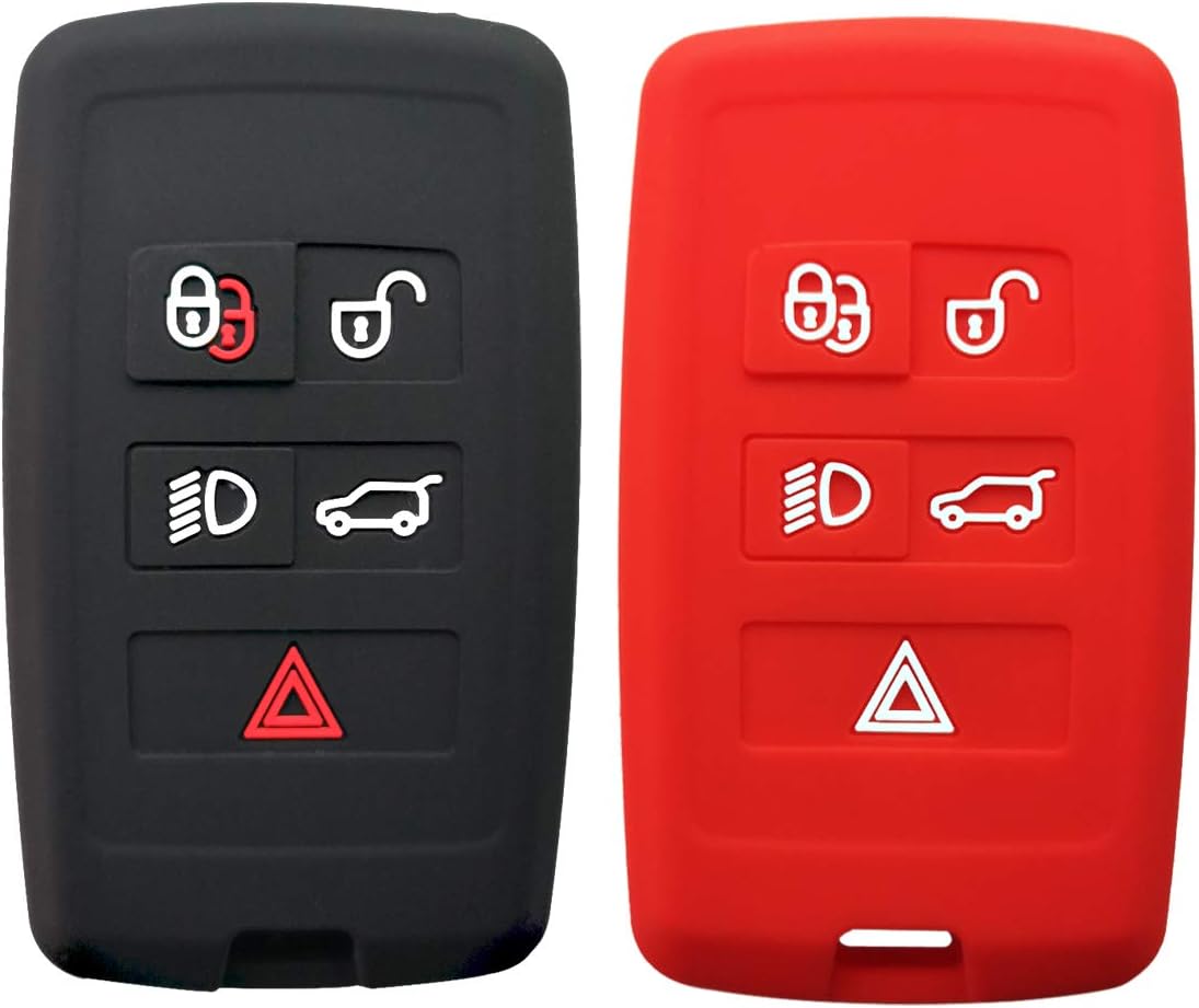 Coolbestda 2Pcs Silicone Key Fob Remote Protector Keyless Case Entry Skin Jacket for Land Rover Range Rover Sport Evoque Velar Discovery 5