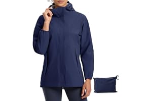 TBMPOY Women's Rain Jackets Waterproof Packable Lightweight Raincoat Outdoor Cycling Windbreaker With Hood