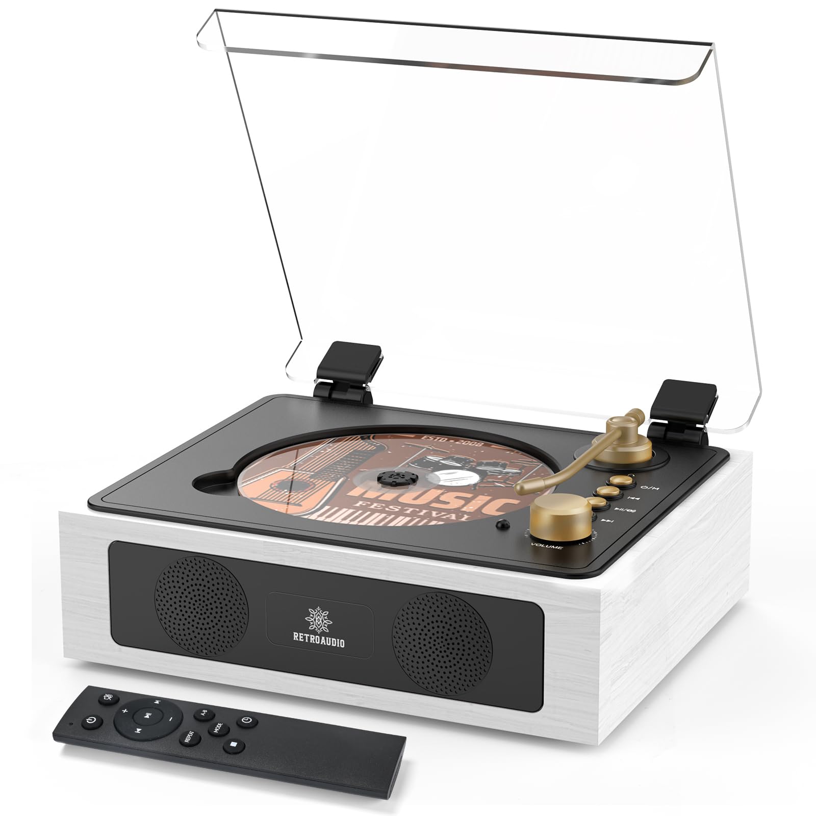 CD Player Portable with Bluetooth Input&Output Nostalgic Portable CD Players for Home Music Box HiFi Speakers Music Player White