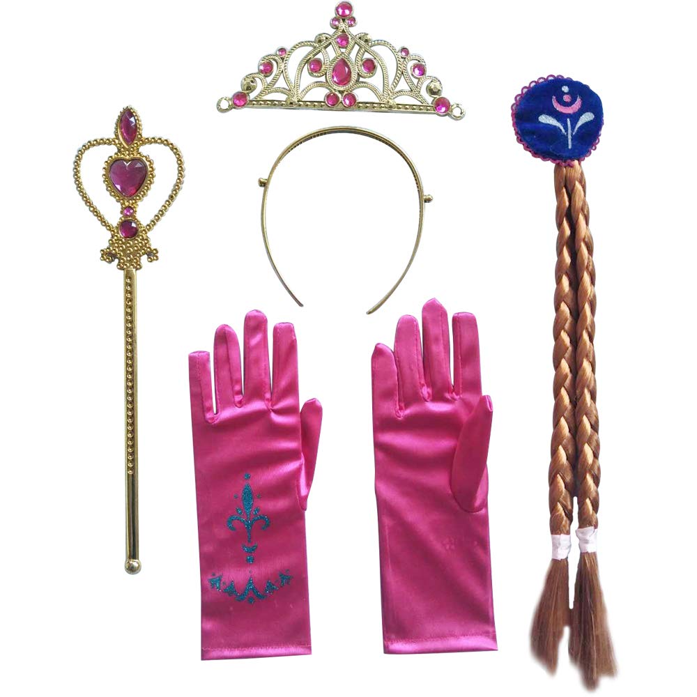 Sincere Party Girl's Anna Princess Costume Accessories Fancy Dress Up Plaits,Gloves,Crown and Wand Opt1 โ image 1