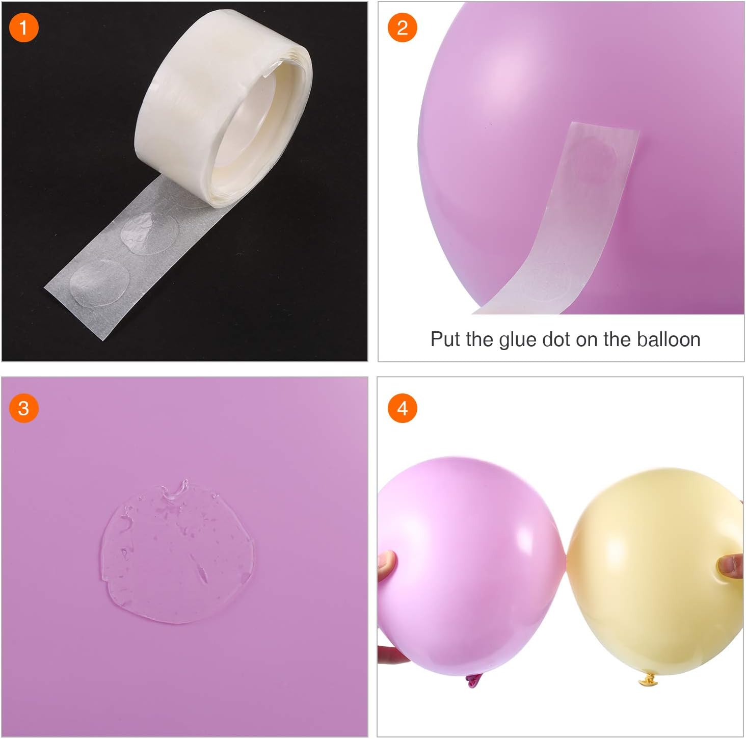 Tatuo Balloon Arch Kit Balloon Garland Decorating Strip Kit 2 Rolls Balloon Tape Strips with 2 Rolls Balloon Glue Point Dots Stickers (Single Hole): Toys & Games
