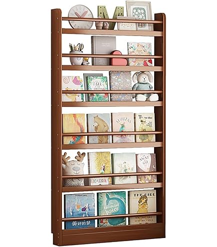 Behind The Door Bookshelf Wooden 6-Tier, Slim Space