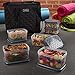 Fit & Fresh JAXX Black Quilted TOTE Bag, Stylish Fitpak Meal Prep Set with Portion Control Containers, Ice Pack and Vitamin Case, Black