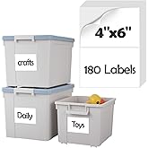 Homrelaxy 180Pcs 4"x6" Labels for Storage Bins, Removable No Residue Large Storage Bin Labels, Waterproof & Oil-Resistant & Tear-Resistant Stickers for Plastic Bins, Boxes, and Cases