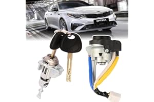 NORNUO 81900-1WK00, 81970-2TA00 Ignition Lock Cylinder Switch with Left Driver Side Door Lock Cylinder Compatible with 2011-2015 Kia Optima 2013-2017 Kia Rio