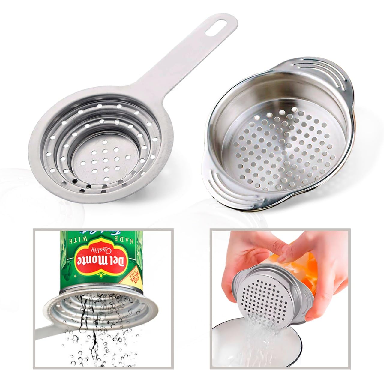 Photo 1 of 2 PCS Tuna Strainer for Can - Small Colander with Handle Stainless Steel Tuna Can Strainer Press for Kitchen Multipurpose Tuna Drainer Press