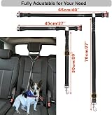 GoBuyer Dog Car Headrest Seat Belt 2 Pack Adjustable Heavy Duty Nylon Grey view 4