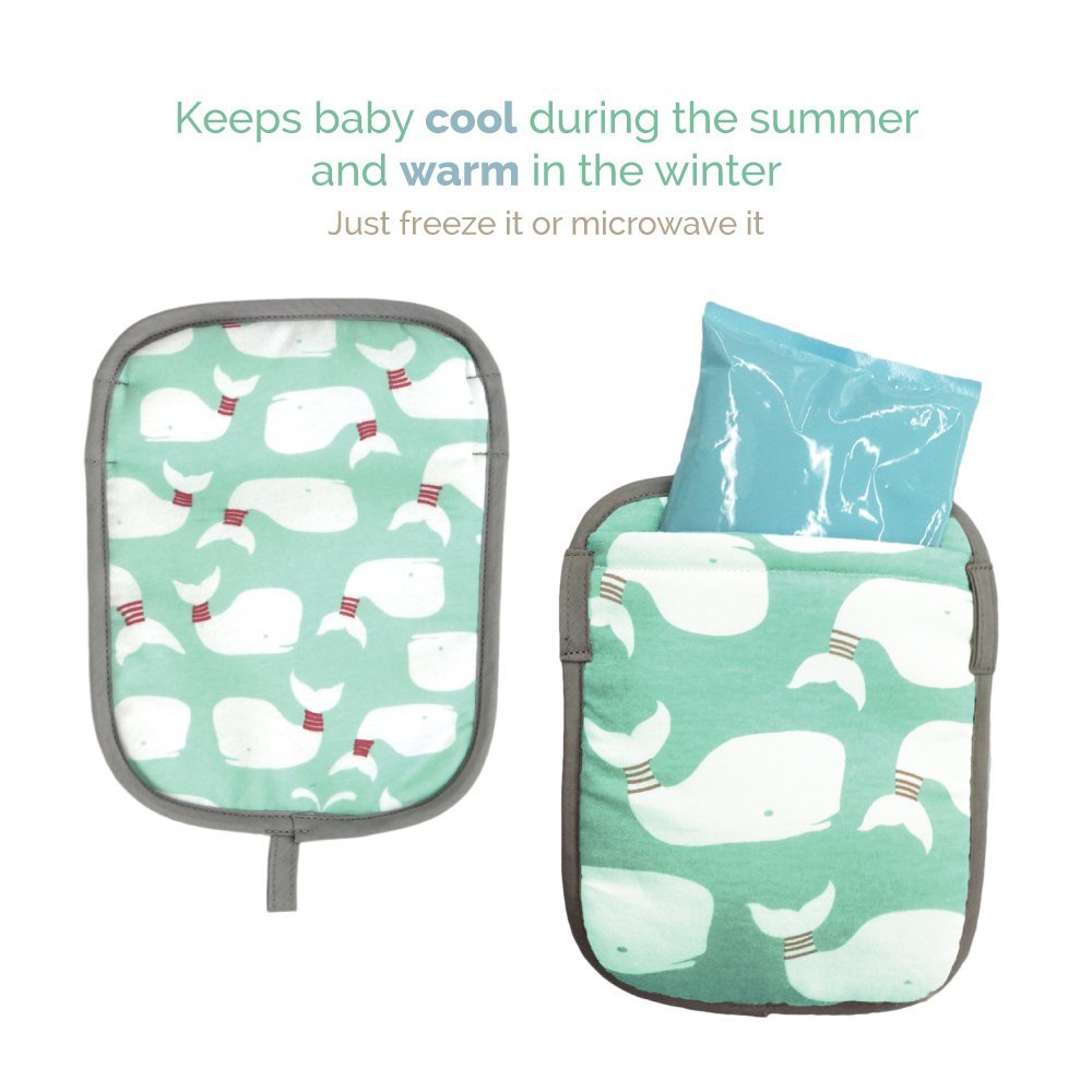 Lucky Baby\'s Stroller, Baby Carrier & Car Seat Warmer & Cooler. Use all year to keep Baby Warm in Winter & Cool in Summer. Attaches Effortlessly to anything - or use as a Backpack. Mint Light