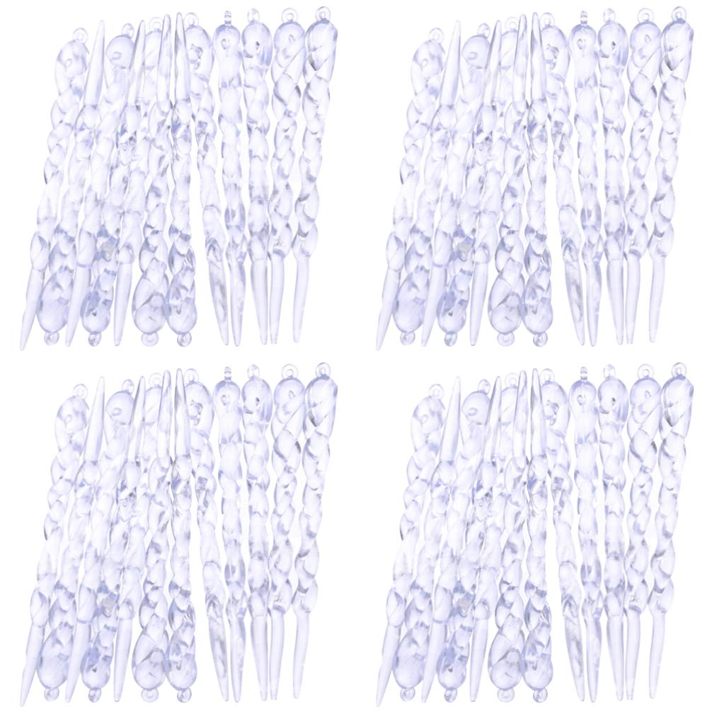 TOYANDONA 48pcs Icicle Hanging Ornament Christmas Tree Hanging Decoration Clear Plastic Drop Ornaments for Christmas Holiday Tree or Wedding Decoration