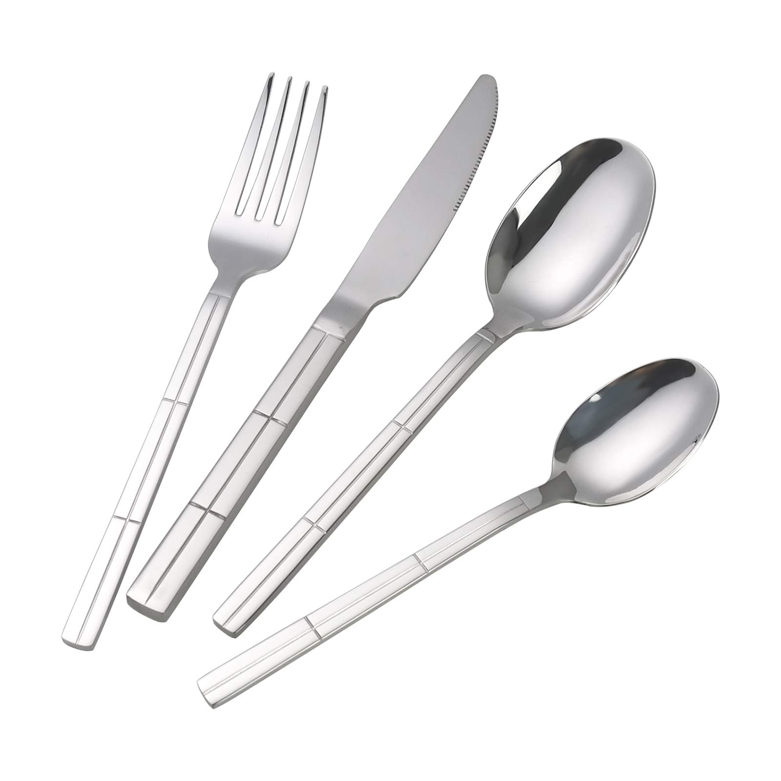 Dehouse 16-Piece Stainless Steel Cutlery Set, Service for 4 Knife Spoon and Fork Sets