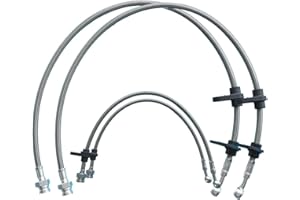 FMSBCLE Stainless Steel Braided Brake Line Set for 94-97 Acur Integra, 92-95 Hond Civic, Front and Rear Performance Brake Hoses, Direct Replacement Kit (SILVER)