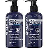 Biotin Hair Growth Shampoo for Men: Natural Thickening Shampoo with Tea Tree Oil Ginseng Mint for Hair Loss and Thinning Hair - 2 Packs