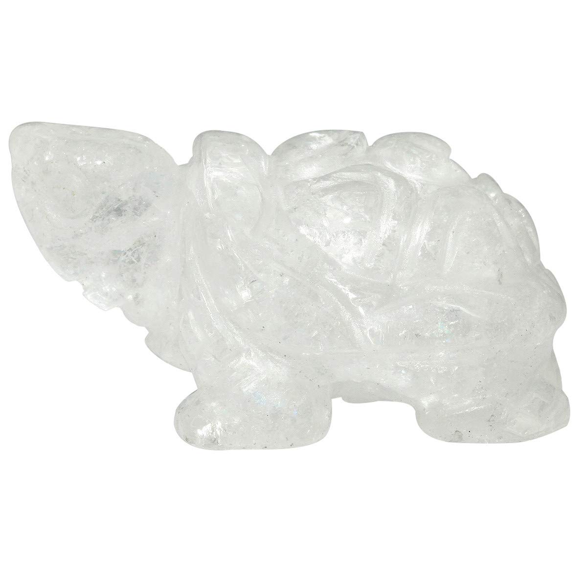 mookaitedecor Clear Quartz/Rock Quartz Crystal Turtle Tortoise Statue Sculpture, Small Healing Stone White Turtle Gift Reiki Pocket Gemstone Lucky Charm Ornament Desk Decor Figurines 1.5 Inch