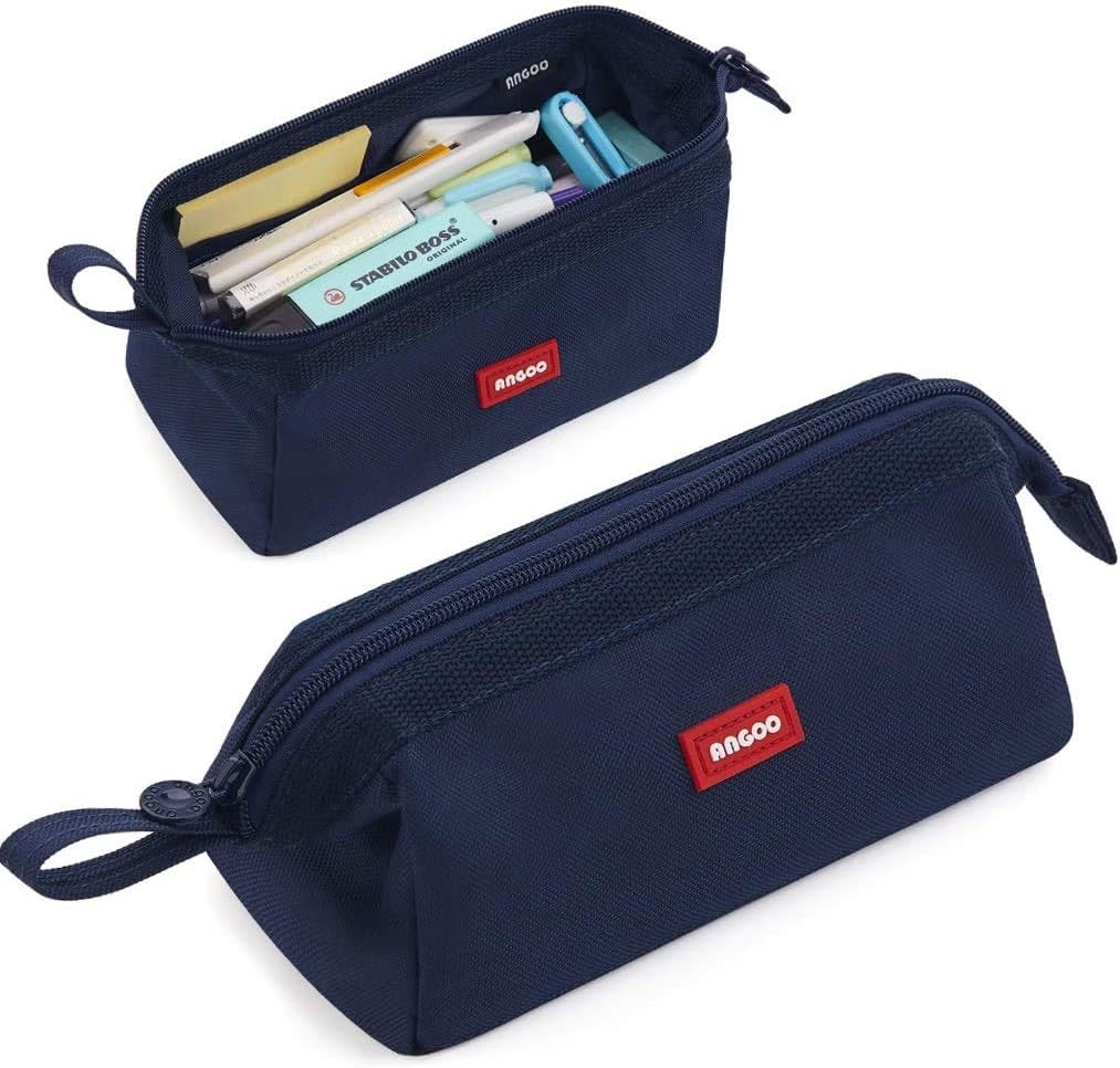 iSuperb Large Pencil Case Boys Pencil Bag Pouch Holder for Girls Portable Office Aesthetic Stationery Makeup Bag for Secondary School Teen Men Women Personalized Pen Bag(Dark Blue)