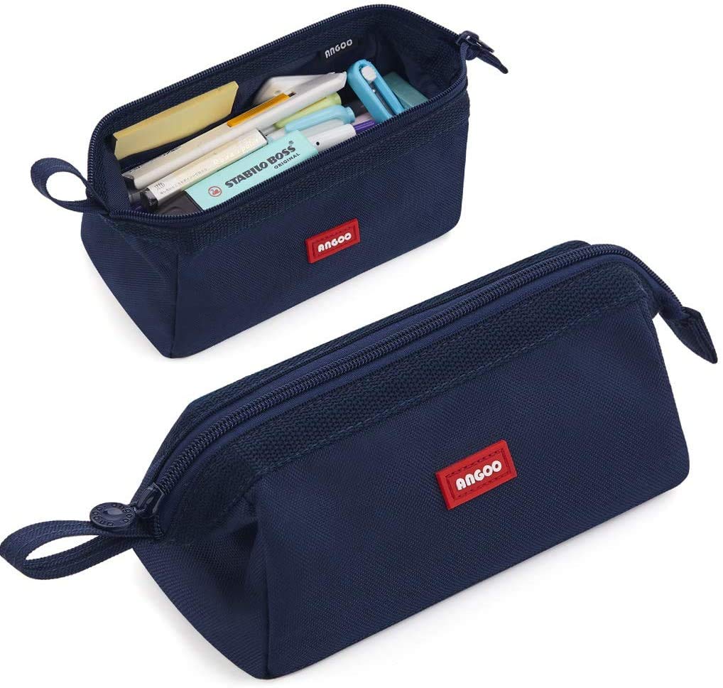iSuperb Large Pencil Case Boys Pencil Bag Pouch Holder for Girls Portable Office Aesthetic Stationery Makeup Bag for Secondary School Teen Men Women Personalized Pen Bag(Dark Blue)