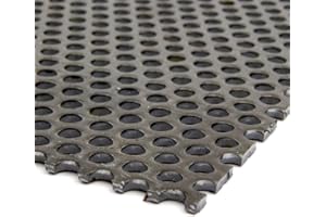 A36 Carbon Steel Perforated Sheet, Unpolished (Mill) Finish, Hot Rolled, Staggered 0.125" Holes, ASTM A36, 0.036" Thickness, 20 Gauge, 12" Width, 12" Length, 0.1875" Center to Center, OnlineMetals