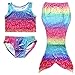 Anbaby Girls 3 Pcs Princess Mermaid Tail Swimwear Swimsuit Bikini Set Rainbow 1 140CM