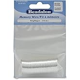 Beadalon Carbon Steel Memory Wire, Round, Ring, Silver Plated, 0.5 oz, Approx. 99 coils