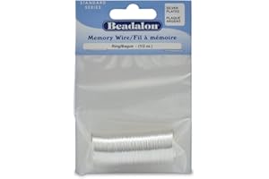 Beadalon Carbon Steel Memory Wire, Round, Ring, Silver Plated, 0.5 oz, Approx. 99 coils