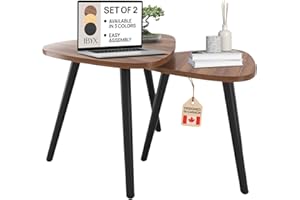 Ibyx Triangle Nesting Coffee Table - Set of 2 End Tables with Non-Slip Pad - Stylish & Modern Side Tables for Living Room, Bedroom or Balcony (Natural, Acacia)