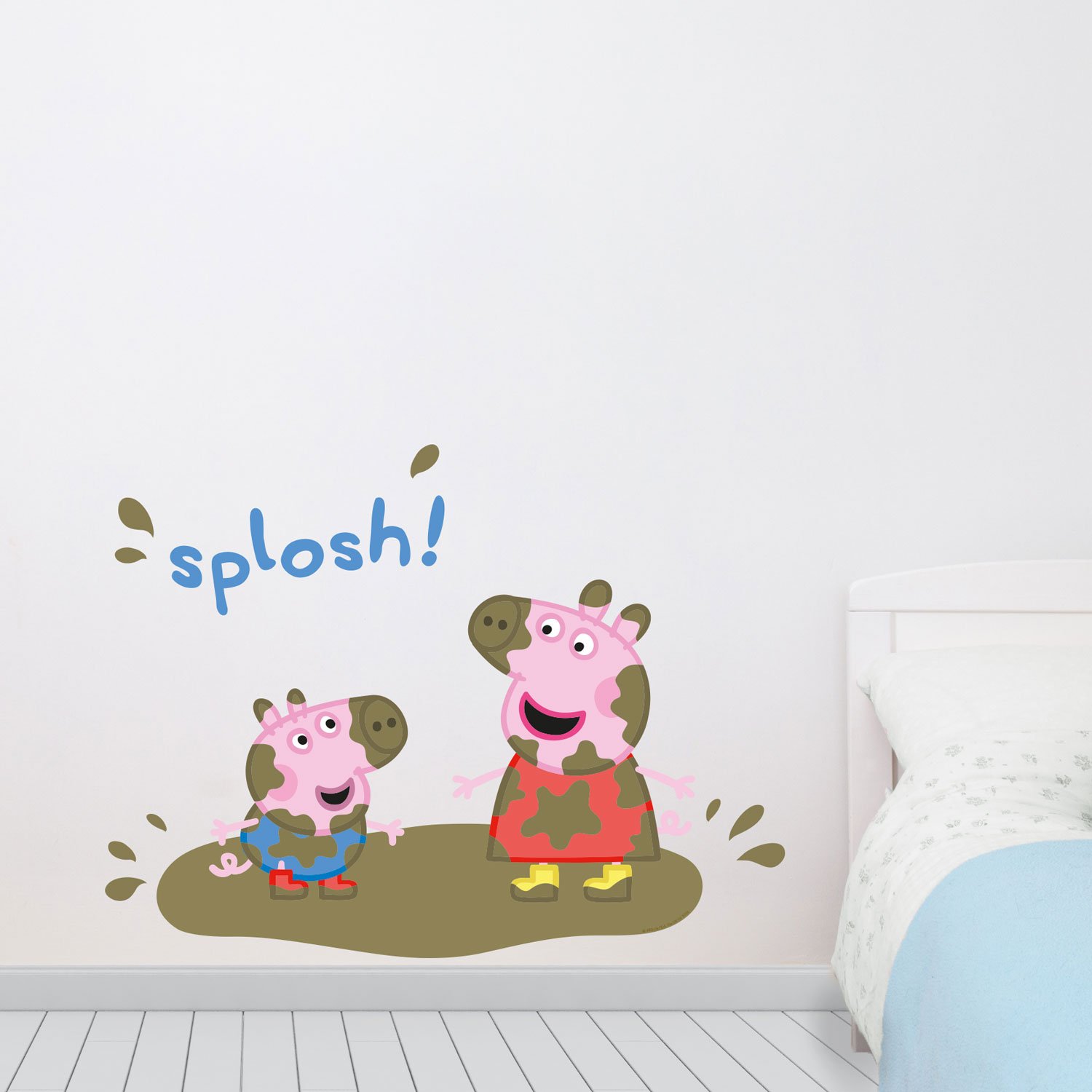 Peppa Pig and George splosh wall stickers (Large - Blue) | Official Peppa Pig wall stickers range