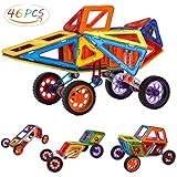 Security Magnetic Tiles Building Block Magnet Stacking Toy Set, Magnet Tiles Kits for Kids (Above 3 Year-Old ) - 46 PCS