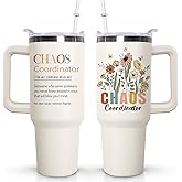 Chaos Tumbler with Handle - 40 Oz Water Bottle Travel Mug, Includes Lid and Straw - Perfect Gifts for Women